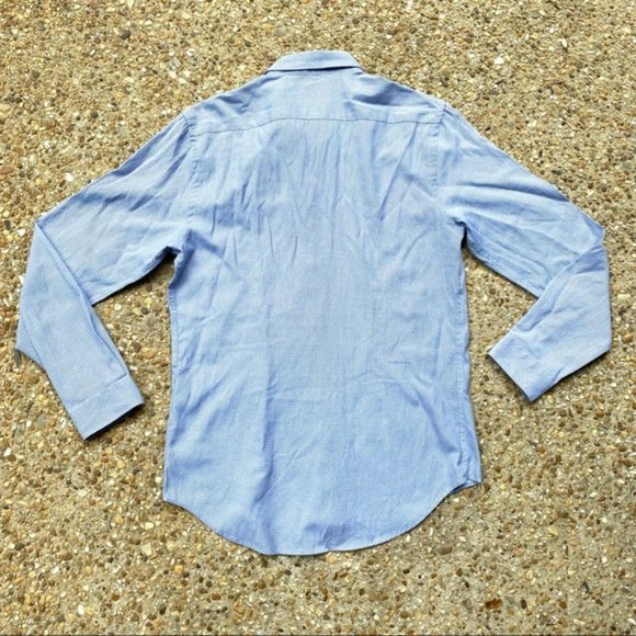 Zara Man Slim Fit Blue Button Down Patterned Long Sleeve Shirt Men’s Size L - Picture 11 of 11